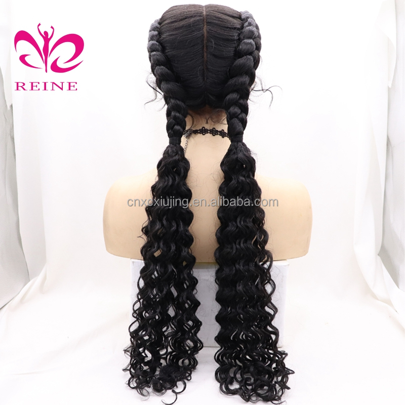 Braided Wig Synthetic Lace Front Wig Heat Resistant Double Box Braid Wigs for Black Women Middle Part Blonde Black Brown Long