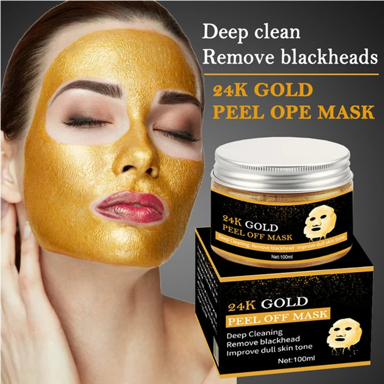 24K Gold Collagen Facial Anti Aging Shrink Pores Remove Acne Wrinkle Whitening Lifting Smooth Tear Peel off Face Skin Care Mask