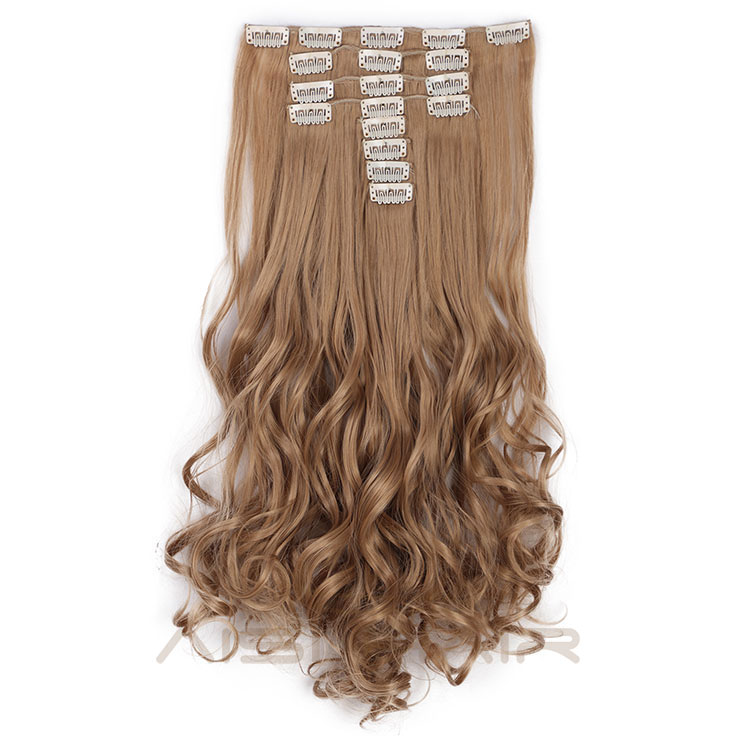 Aisi Hair Heat Resistant Full Head Hairpieces 8 Pcs 18 Clips Long Wavy Hair Extensions Brown Blonde Hair Extensions