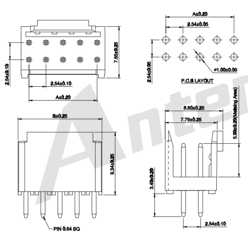 2,54 mm Pitch Dual Row 180 ° Wafer A2549WVK-2xnp