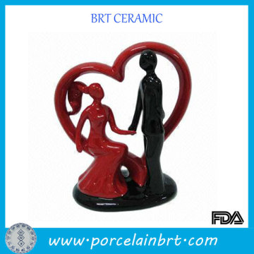 Red and Black ceramic couple wedding figurine