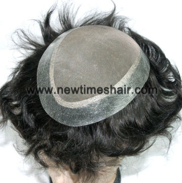 Super fine mono base human hair system toupee