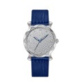 Luxury Quartz Iced out Diamond Dials Leather Watch