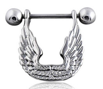 Angel Wings Dangle Nipple Rings Straight Barbell