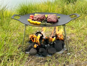 Outdoor Cooking Corten Steel Fry Pan/Outdoor Cooking Camping Iron Grill Pan