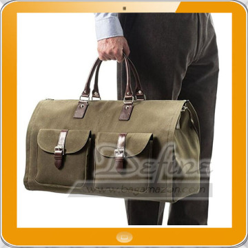 Men Canvas and Leather Garment bag