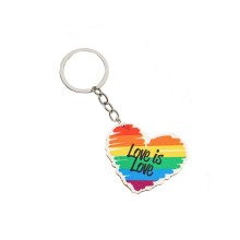 Graffiti Rainbow Love Key Chain - Wooden Keychain Couple Gift