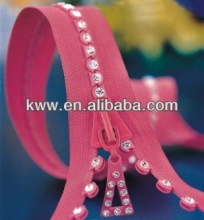 plastic diamond decorative zipper for closing & shoes & bags