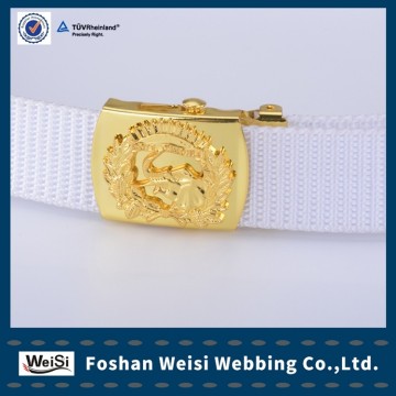 White color canvas belt navy belt with embossed buckle for Thailand