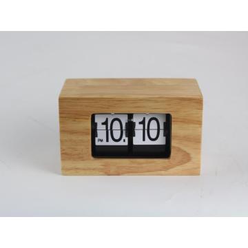 Prostokątny bambusowy mały zegar z klapką