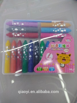 silky crayon, non toxic wax crayon, hotselling 18colored pen ,bot painting crayon