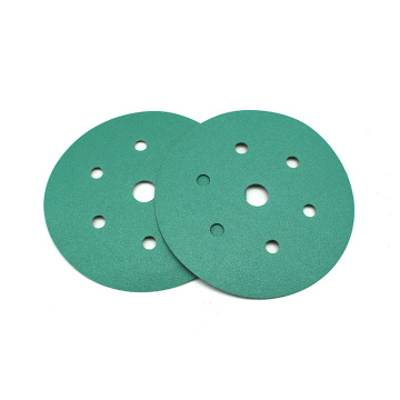Disco de papel de lija de película verde sin polvo de 7 agujeros sin polvo