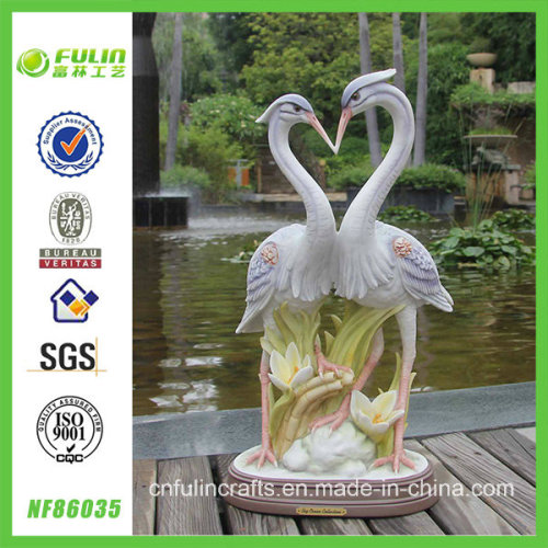 Polyresin Concordant Double Herons rumah dan Garden Decor (NF86035)