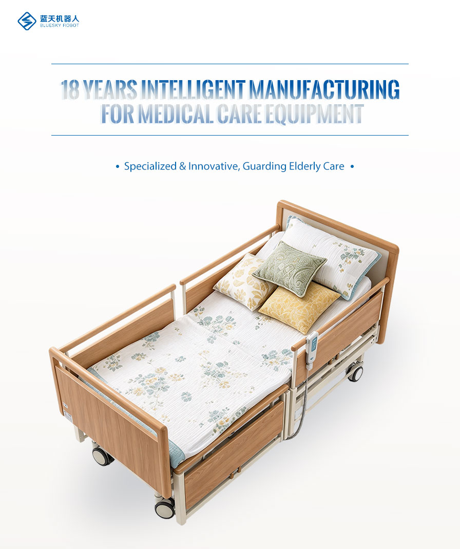 Cama eléctrica para cuidados domiciliarios con riel dividido Split rail electric home care bed