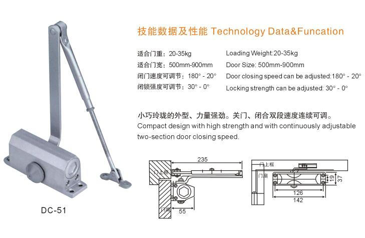 Aluminum Door Closer For Wooden Door