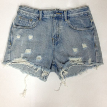 Ladies loose short tops for jeans snow wash denim jeans shorts manufacturer
