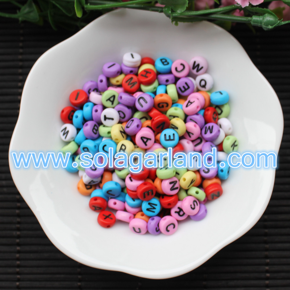 Round Acrylic Mix Alphabet Beads