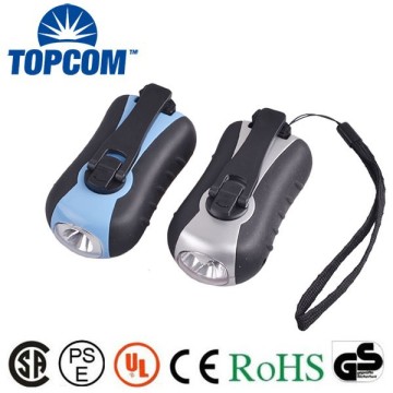 PVC Plastic Hand Cranking LED Manual Rechargeable Torch