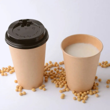 Biodegradable Kraft Paper Hot Coffee Cup with Lid