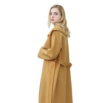 Womens Woolen Coat - Long Winter Trench Coat with Fleece