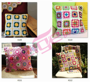 Hand Crochet Flower Granny Square Cushion Cover