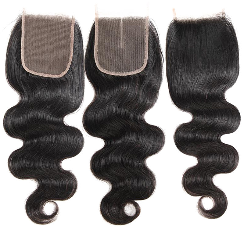 Wholesale Brazilian Remy hair  4*4 swiss lace closure virgin hair human hair ,150 density body wave lace closure