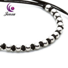 Jenia Best Selling Unisex Handmade Braid Bracelet Small Sliver Bead Bracelet