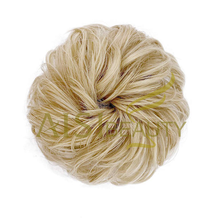 Aisi Beauty Top Quality Wholesale Multi Color Synthetic Curly Messy Donut Chignon Bun Elastic Rope Rubber Band Hair Extension