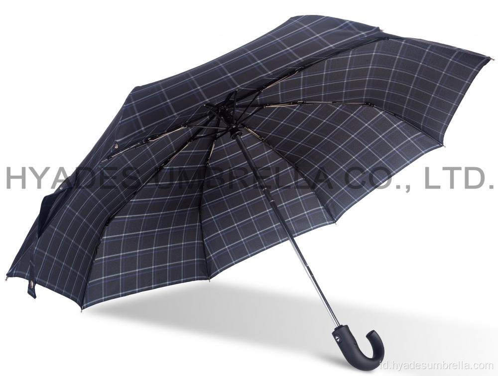 Periksa Tahan Angin Cetak Mens Folding Umbrella