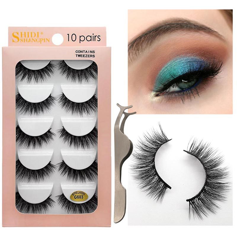 mink eyelashes 10 pairs natural thick eyelashes Tweezers lash kit private label eyelashes wholesale