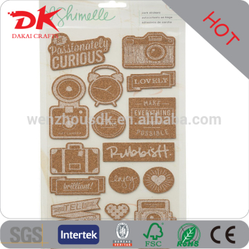 Personalized paper craft self adhesive cork tags/ printing label cork stickers