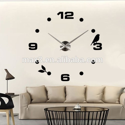 Wall watch 3d diy Acrylic mirror Stickers Quartz Modern Home Decoration with bird for childern's room