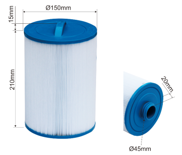 Massage spa filter for wall-mounting skimmer