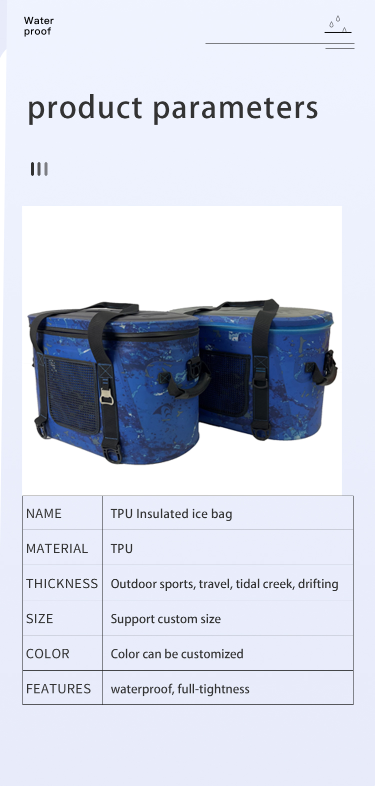 TPU Insulated ice pack food delivery small large cooler bag insulated Box Ice
