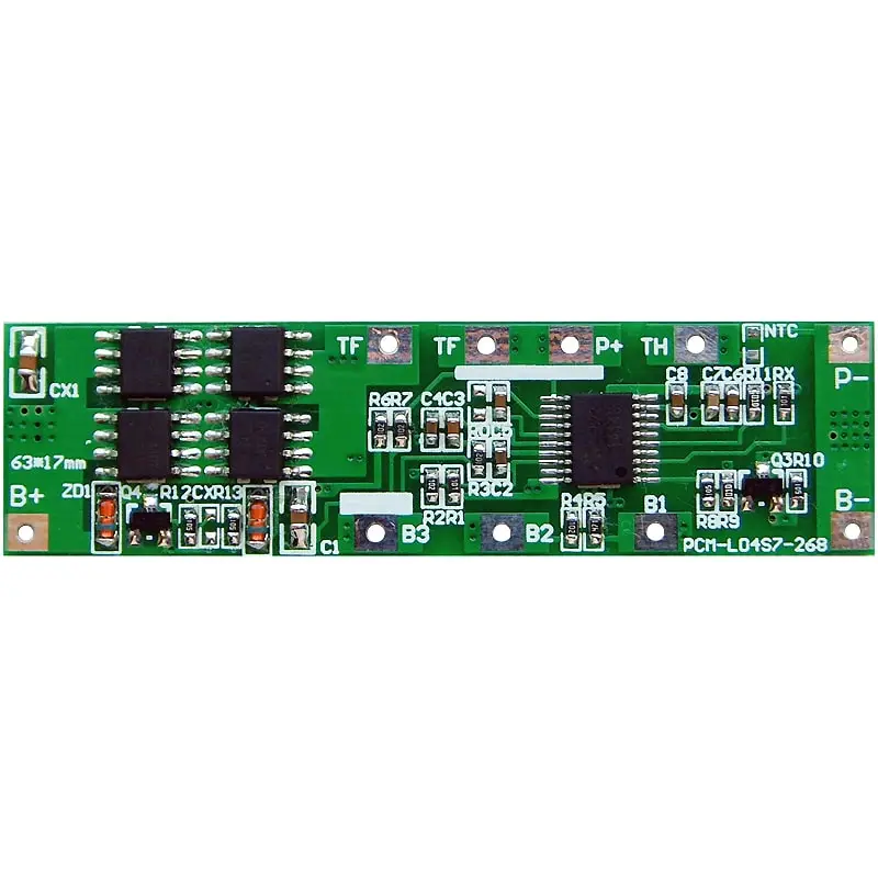 4s 7A PCM BMS for 14.4V 14.8V Li-ion/Lithium/ Li-Polymer 12V 12.8V LiFePO4 Battery Pack Size L63*W17*T4mm (PCM-Li04S7-268)