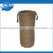 Round Bottom Jute Burlap Drawsting Bag with Printin