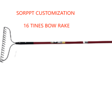 Top Selling 16 Tines Fiberglass Long Handle Forge Bow Rake