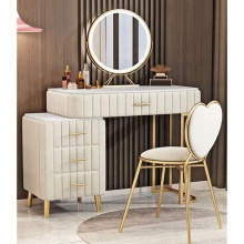 2022 Simple Design Dressing Table and Chair Combination with Drawers and Mirror