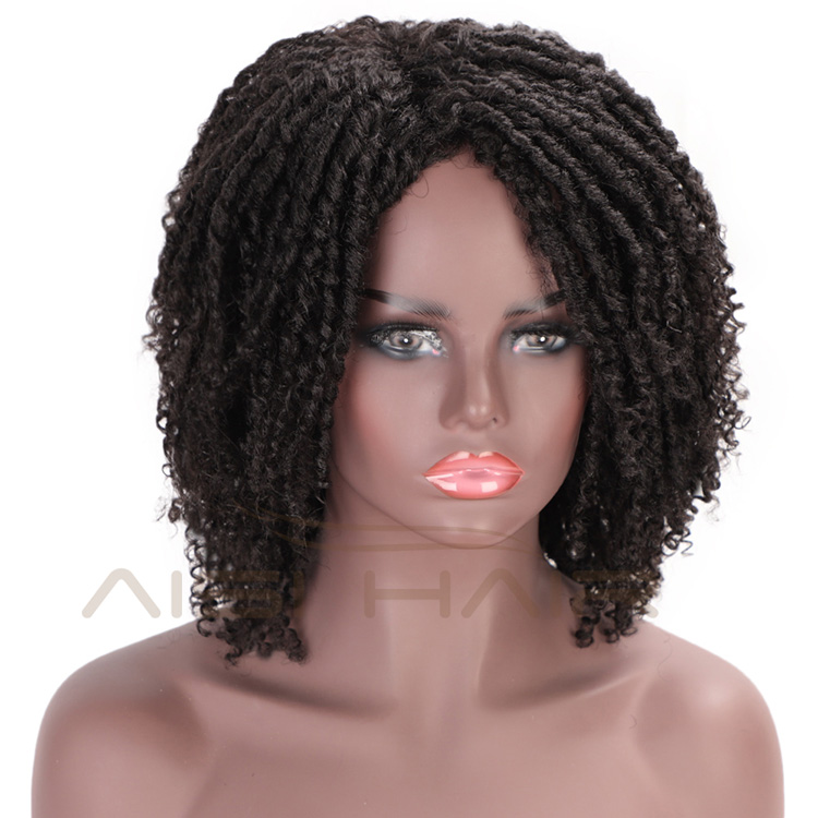 Aisi Hair Synthetic Wigs For Black Women Crochet Braids Twist Faux Locs Braids Hairstyle Long Afro Black Hair for Women