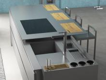 Minimalism Modular Stainless Steel Island Kitchen Cabinets