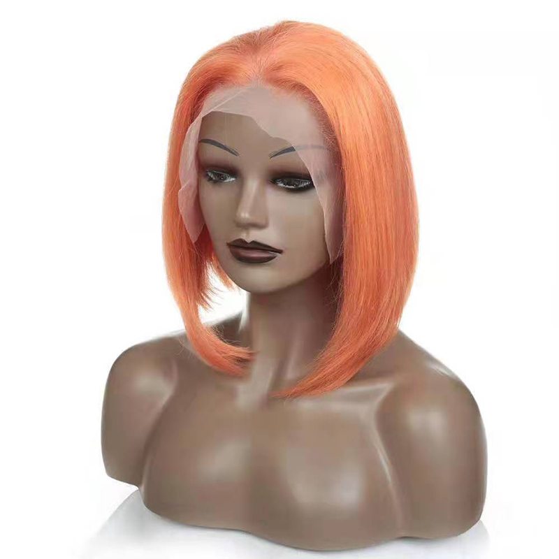 Different colored Cuticle Aligned Human Hair Wigs Short Cut Bob Lace Front Wigs Remy Human Hair