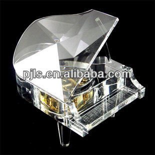 clear crystal piano 3D laser piano music box gift