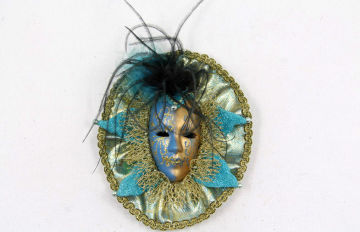 Porcelain Traditional Gold Decorative Venetian Masks Lace For Interior