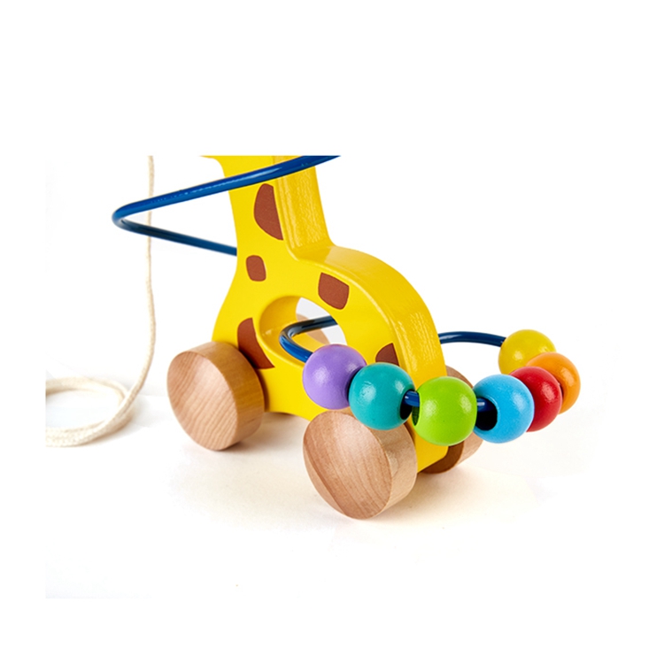 Educational Motor Skill Toy Animal Wooden Color Bead Game For Kids