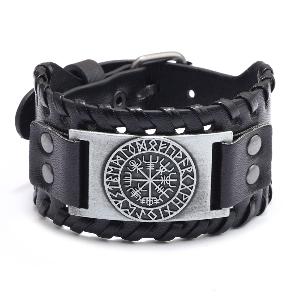 New Black Brown Vintage Genuine Leather Bangles Wide Leather Bracelet For Women Men Bracelet Ethnic Punk Charm Jewelry