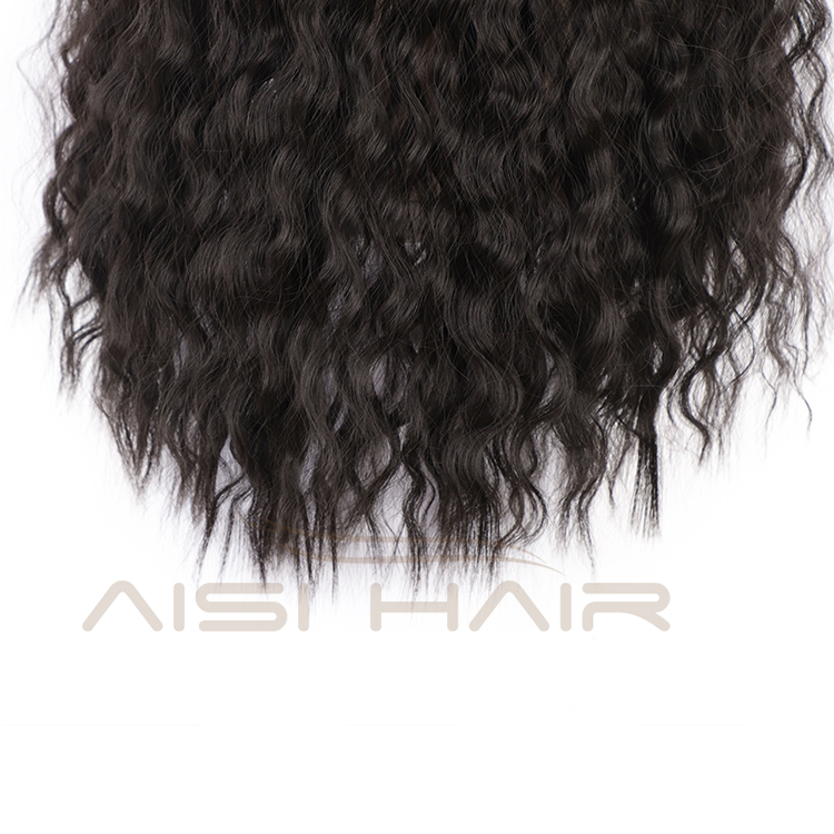 Aisi Hair Outdoor Hat Black Water Wave Wig Party Knit Slouchy Hat Synthetic Fiber Hair Extension With Black Bucket Hat For Women