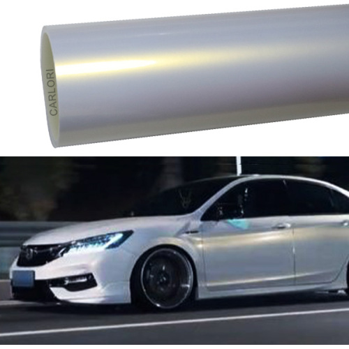 Pearl White Gloss Gold Car Wrap Vinyl