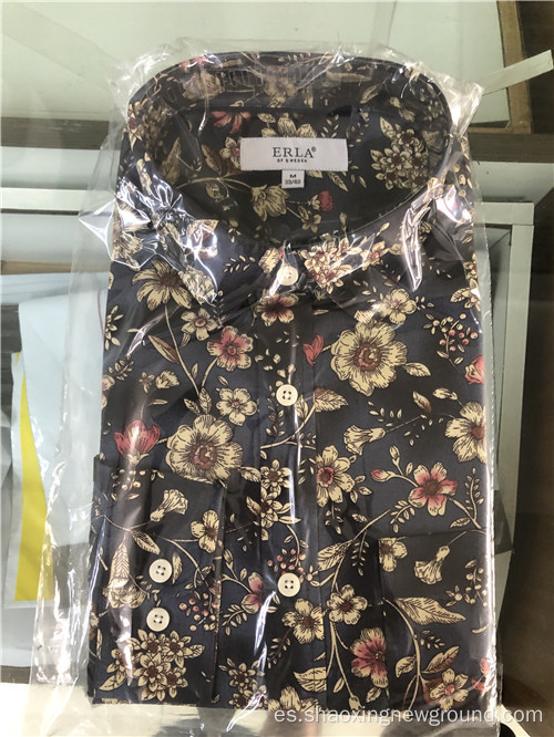 Camisa con estampado clásico de algodón de alta calidad para hombre