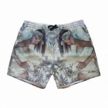 Beach shorts, made of polyester microfiber, elastic waistband
