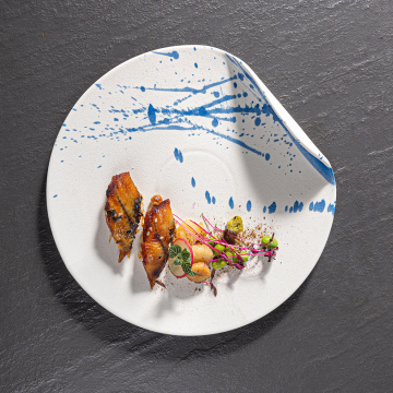 Matte White Splash Color Porcelain Plate